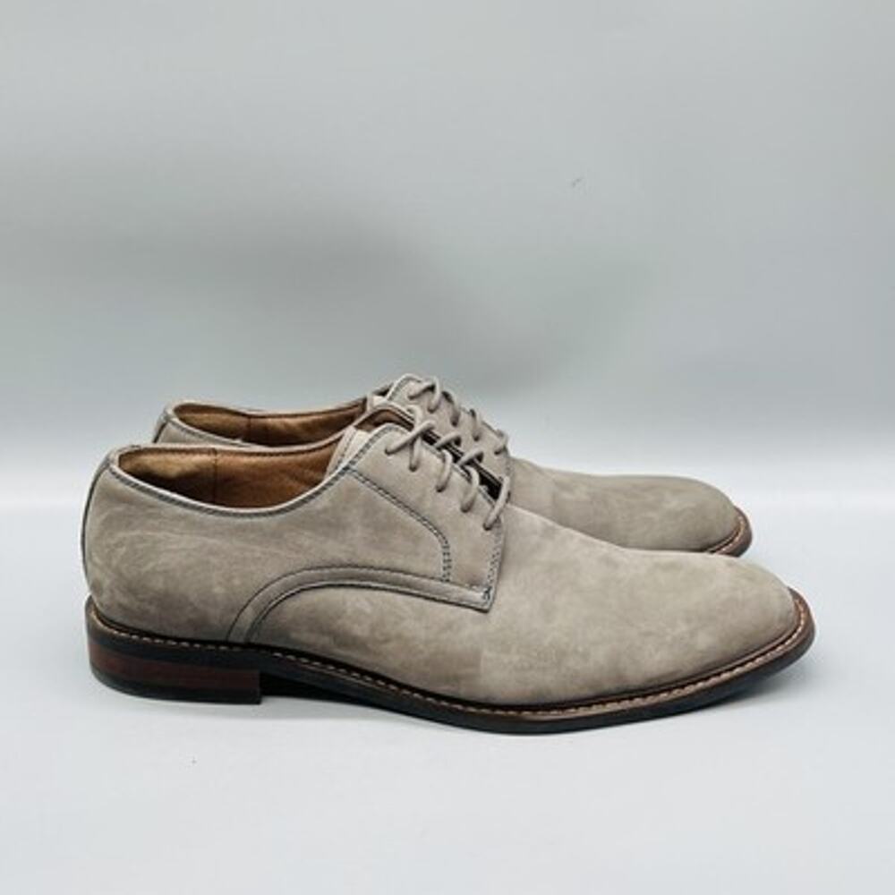 1901 Shoes Mens 8 Gray Leather Derby Oxford Dress Casual Lace Up Round Toe